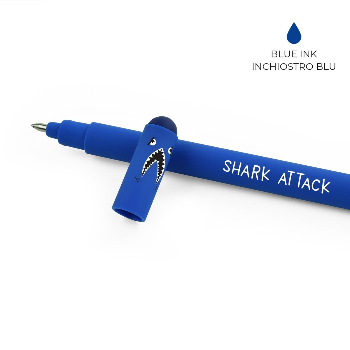Legami - Bolígrafo de gel borrable con punta de 0,7 mm, tinta azul y tema  de tiburón ㅤ, Miscellaneous