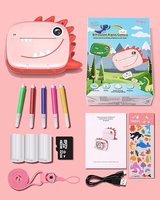 Cámara instantánea para niños Dino Rosa - Imagen 3