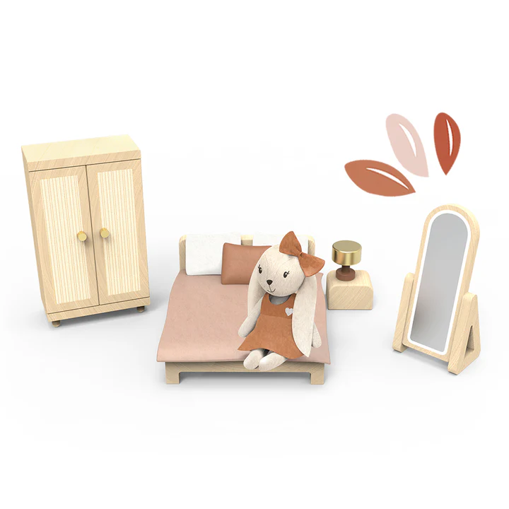 Casita de muñecas Juego de dormitorio para casa de muñecas con 1 personaje - Imagen 3