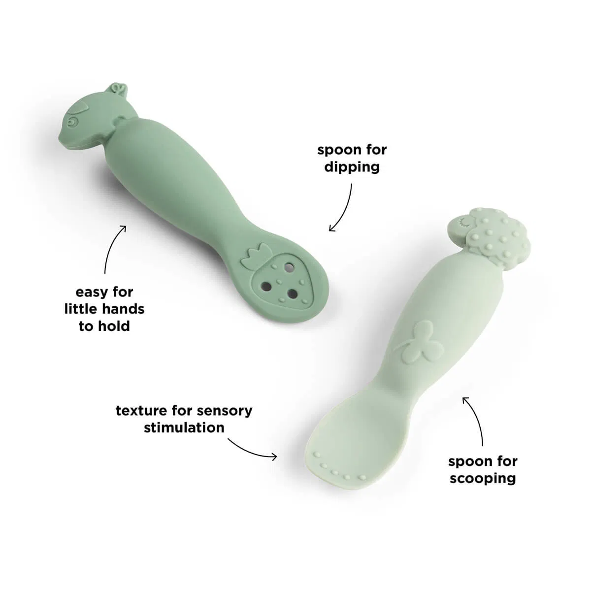 Juego de 2 cucharas de silicona para aprendizaje - Tiny Farm - Verde - Imagen 3