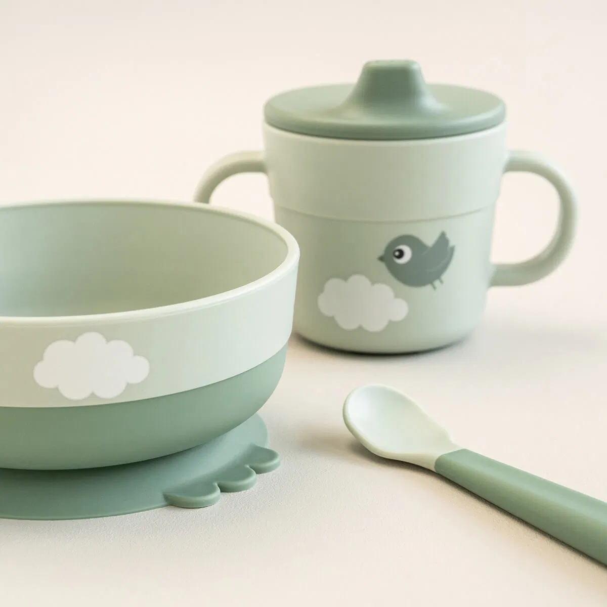Juego de primera comida para amantes de la comida, succión, nubes felices - Imagen 4