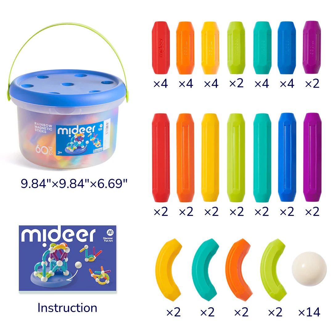 Juego de palillos magnéticos de construcción (60 elementos) Mideer - Imagen 5