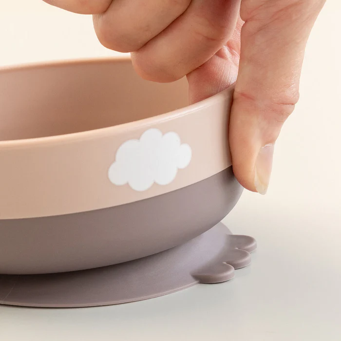 Juego de primera comida para amantes de la comida, succión, nubes felices Rosa - Imagen 5