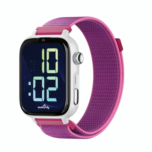 Reloj Inteligente para niños SaveWatch Plus 2.  Tela Frambuesa  Caja Blanca  Save Family
