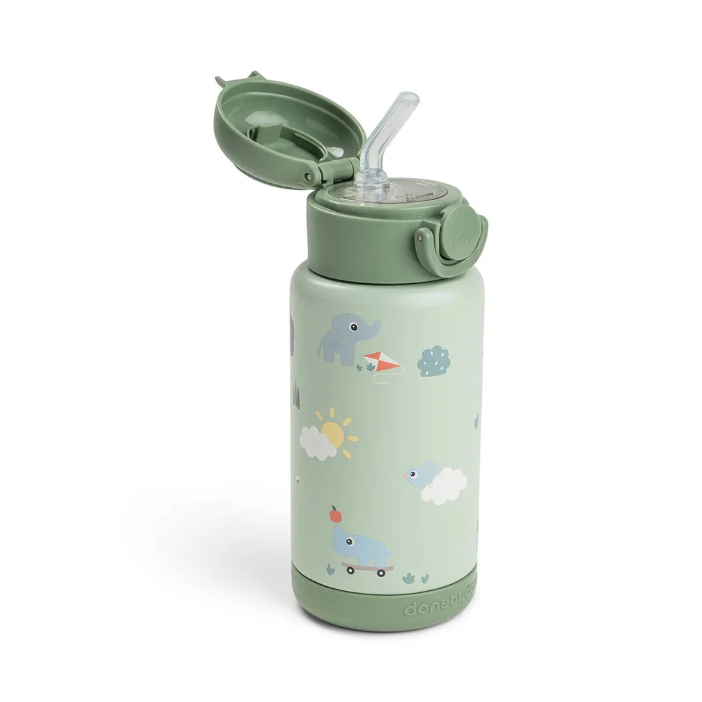 Botella Térmica con Pajita Playground Green 340ml Done by Deer - Imagen 5