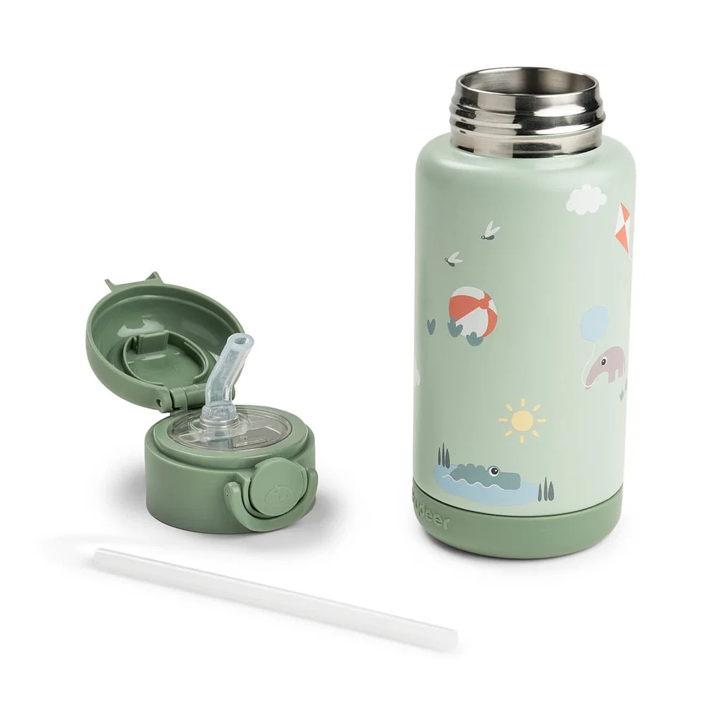 Botella Térmica con Pajita Playground Green 340ml Done by Deer - Imagen 4